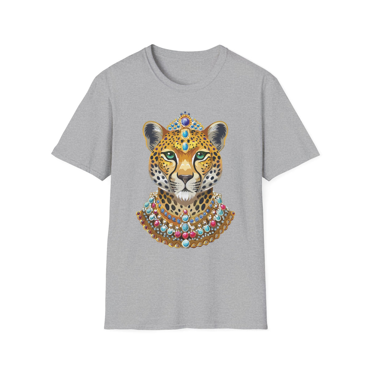 Jeweled Leopard Face T-Shirt | Regal Animal Portrait Tee