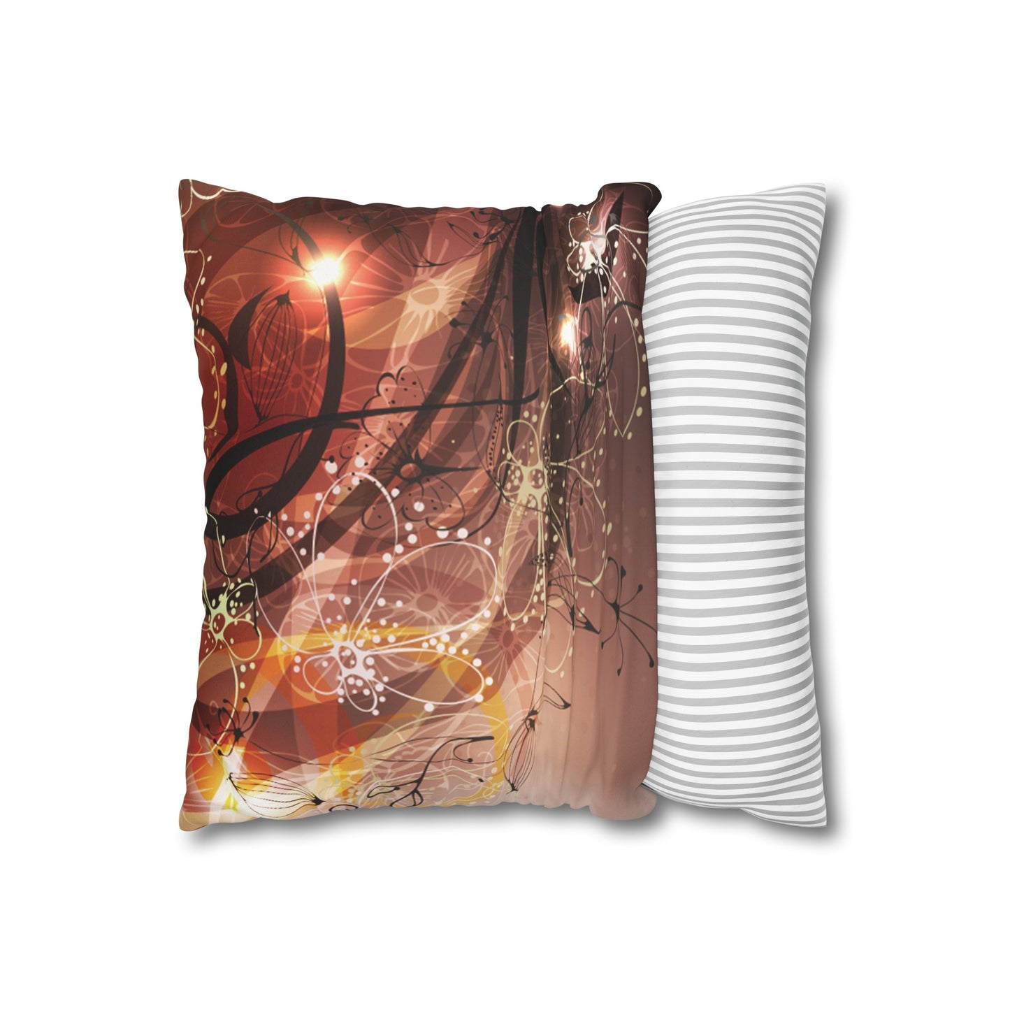 Faux Suede Pillowcase with Abstract print