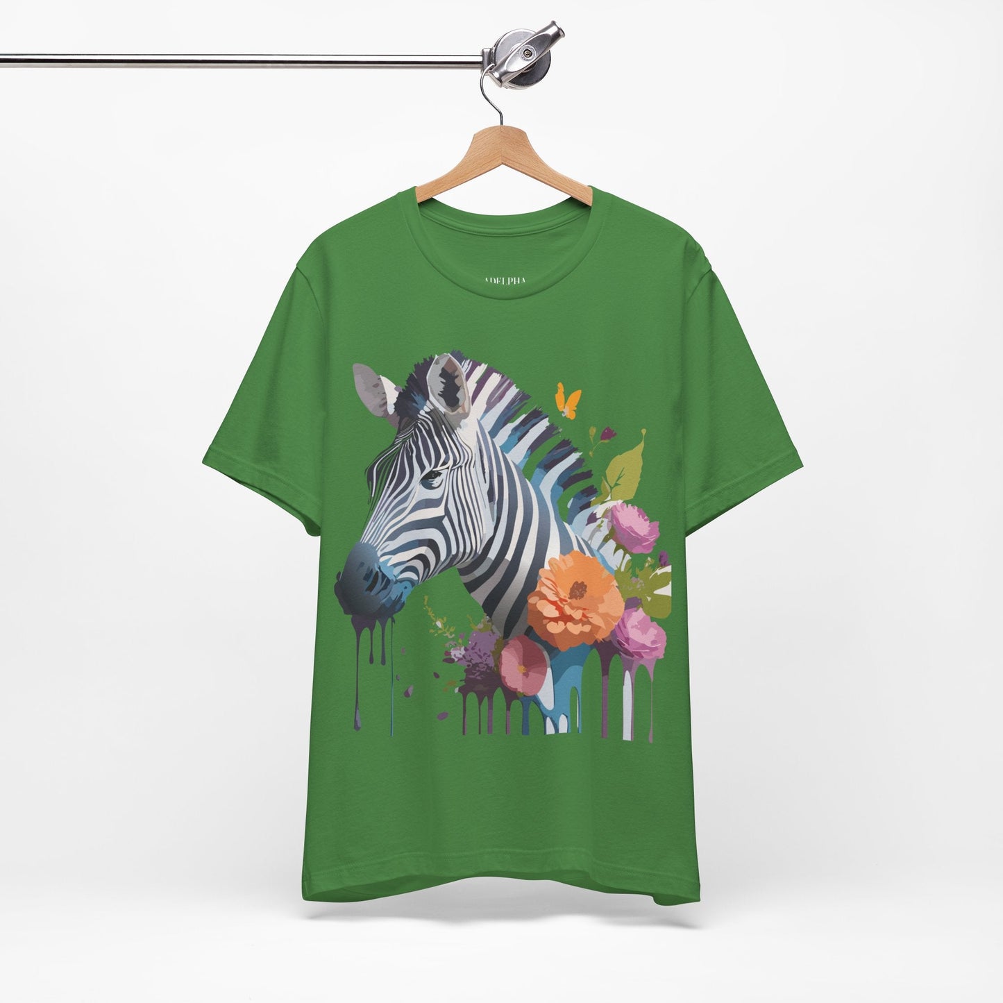 Unisex Zebra Graphic Tee Featuring Adelpha Artwork Vintage Inspired Short Sleeve Shirt
