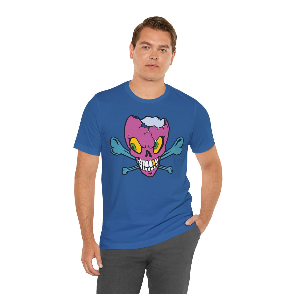 Purple Skull Graphic Design Tee, Skull Shirt, Vintage Tees, Art Design T-Shirt, Vintage Graphic Tee, Art Shirts with Skulls 5