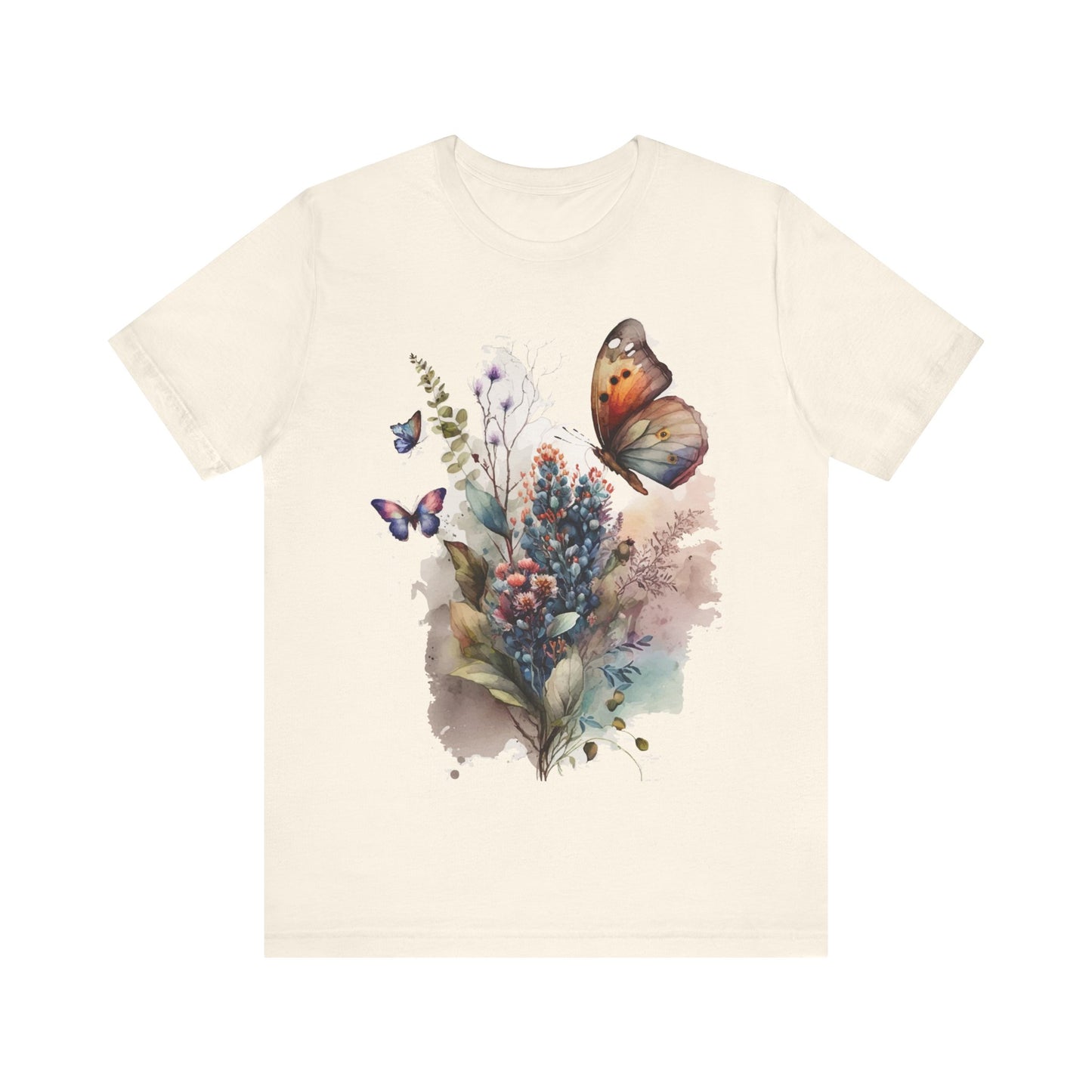 Cotton Tee Shirt with Butterfly Prints