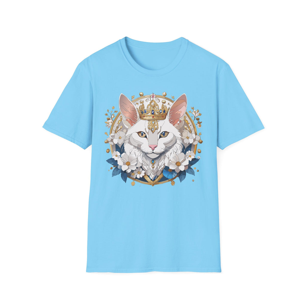 Regal Cat Crown T-Shirt | Crowned Kitty Illustration Tee