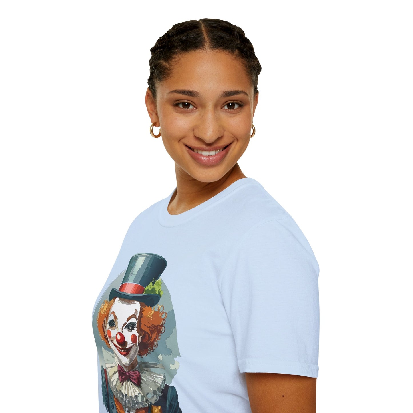Unisex Clown Shirt Funny Man Circus Design Hundred Percent Ring Spun Cotton Gildan Softstyle Tee