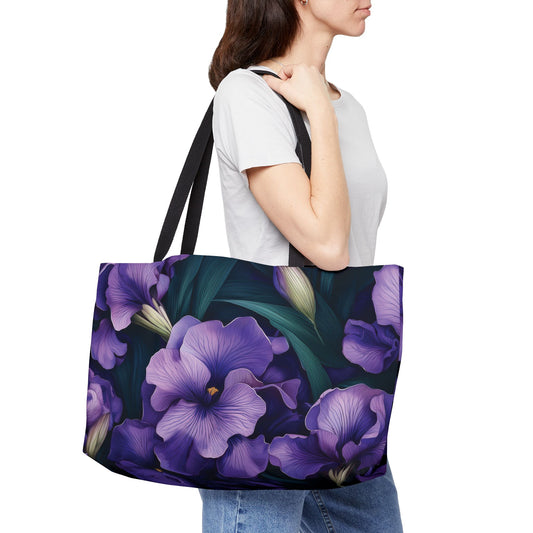 Floral Print Poly Canvas Weekender Bag 6