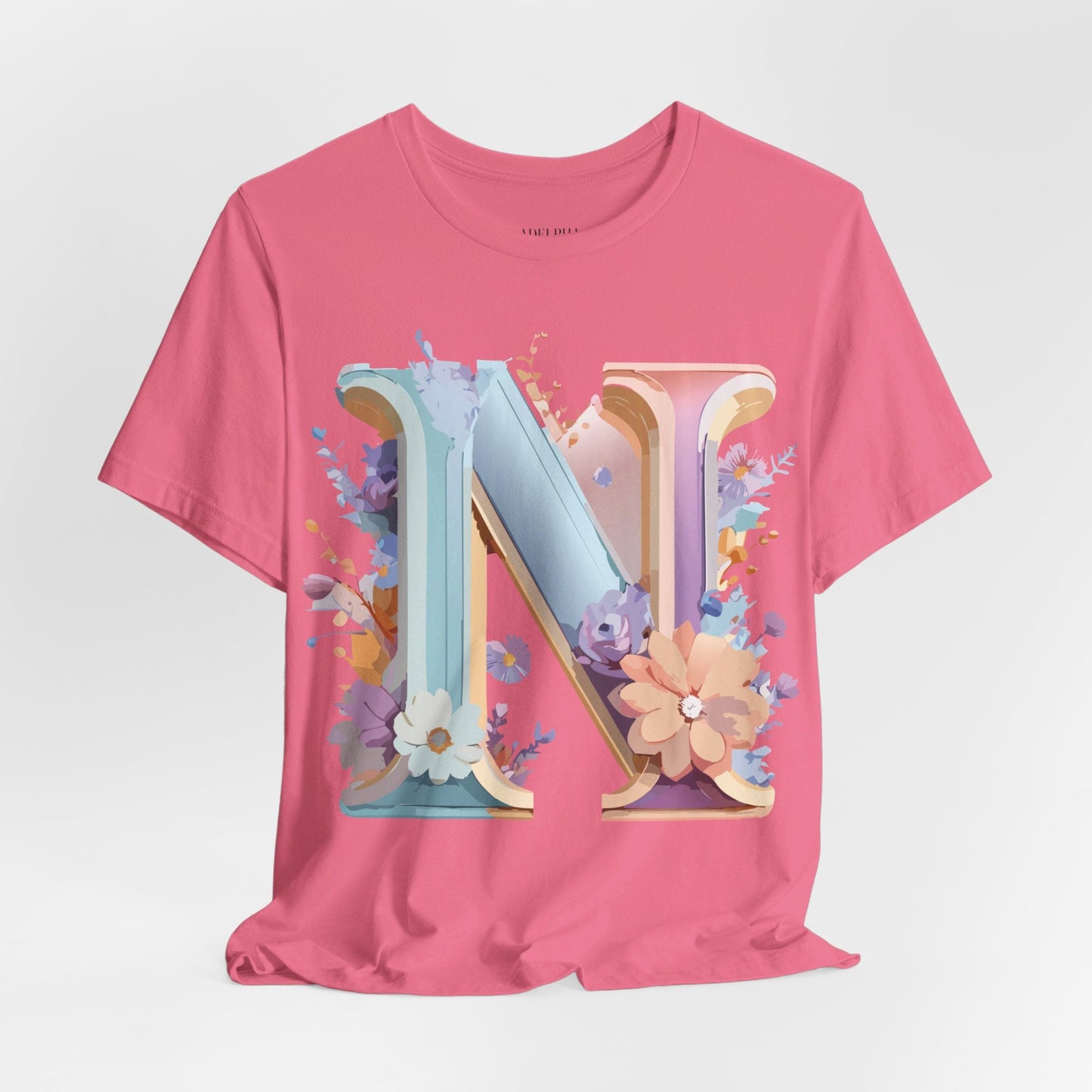 Letter N Shirt Unisex Graphic Tee Adelpha Vintage Inspired Artwork Short Sleeve Premium Cotton