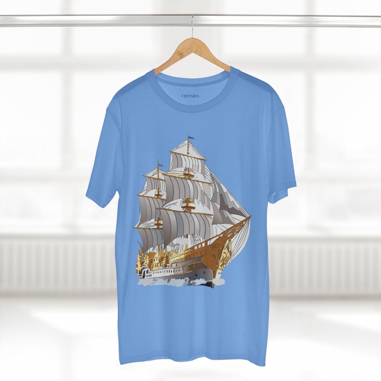 Ship Graphic Unisex 100 Cotton T-Shirt with Gold Frigate Art Design 15