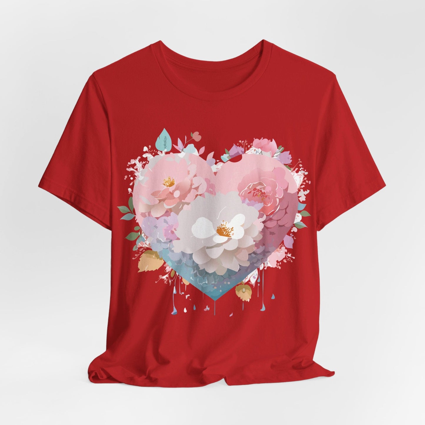 Valentine Day Graphic Unisex 100 Cotton Vintage Artwork with Love and Flower Design Tee 34