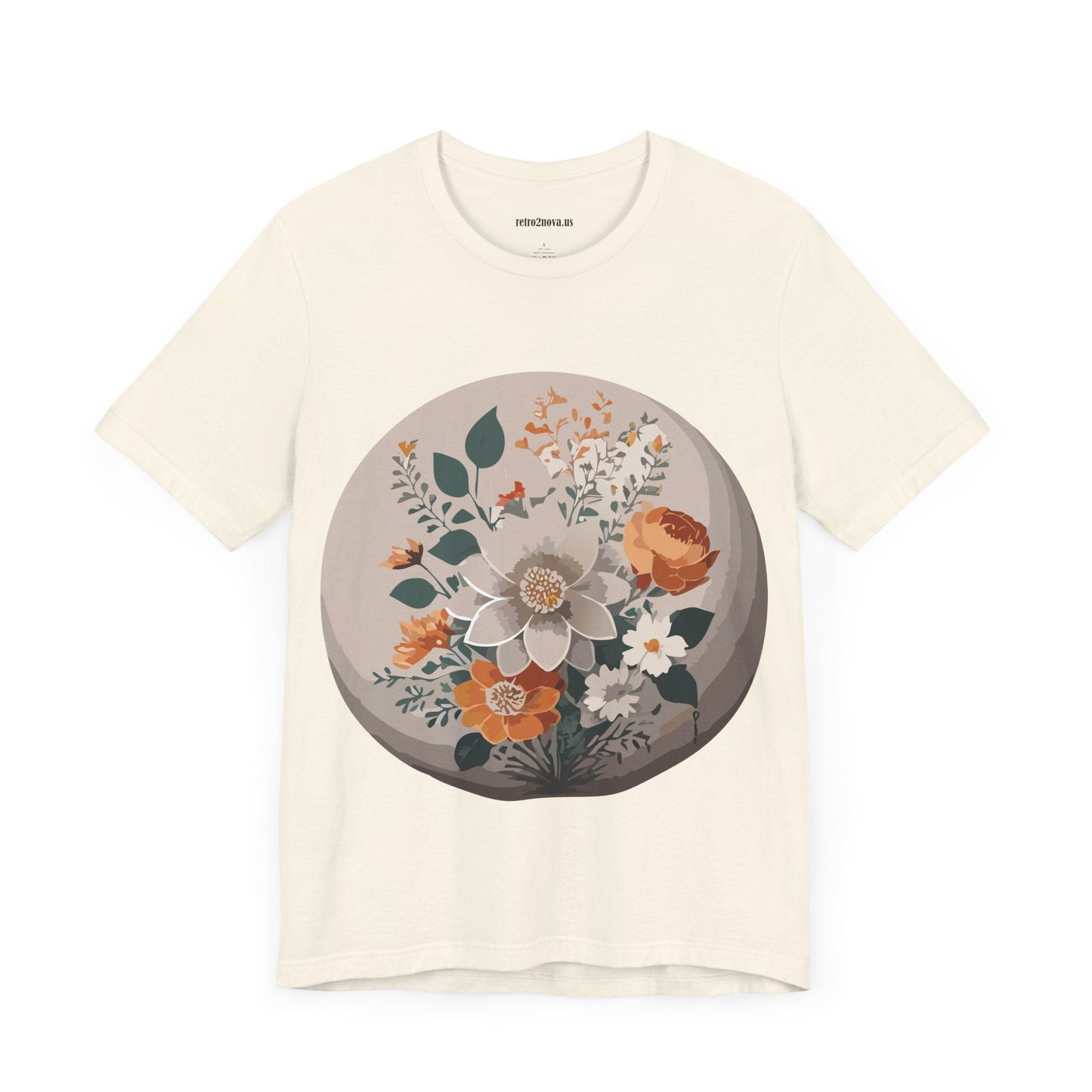 Retro2Nova Floral Shirt Unisex Short Sleeve Tee Lightweight Breathable Cotton Blend Jersey