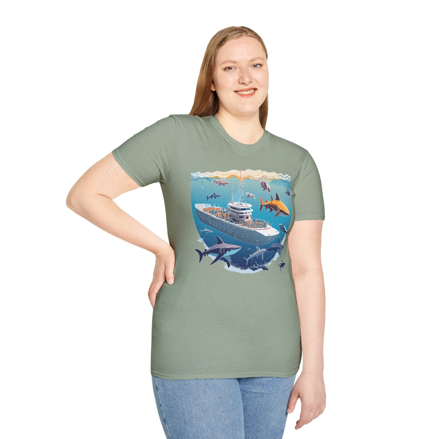Ocean Graphic Unisex Softstyle Cotton Tee 7
