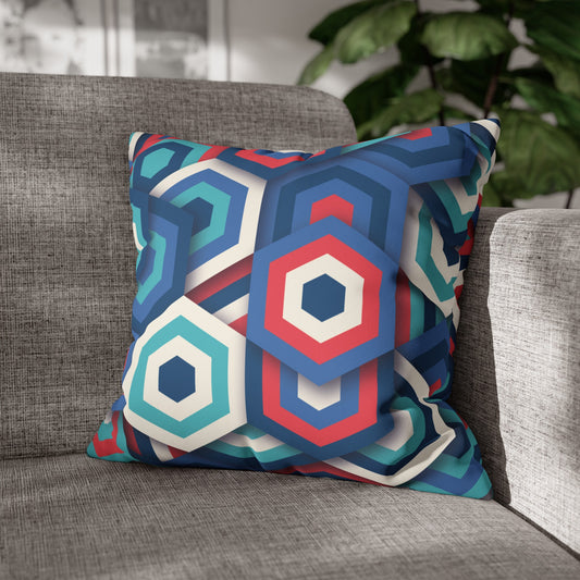 Faux Suede Pillowcase with Abstract print