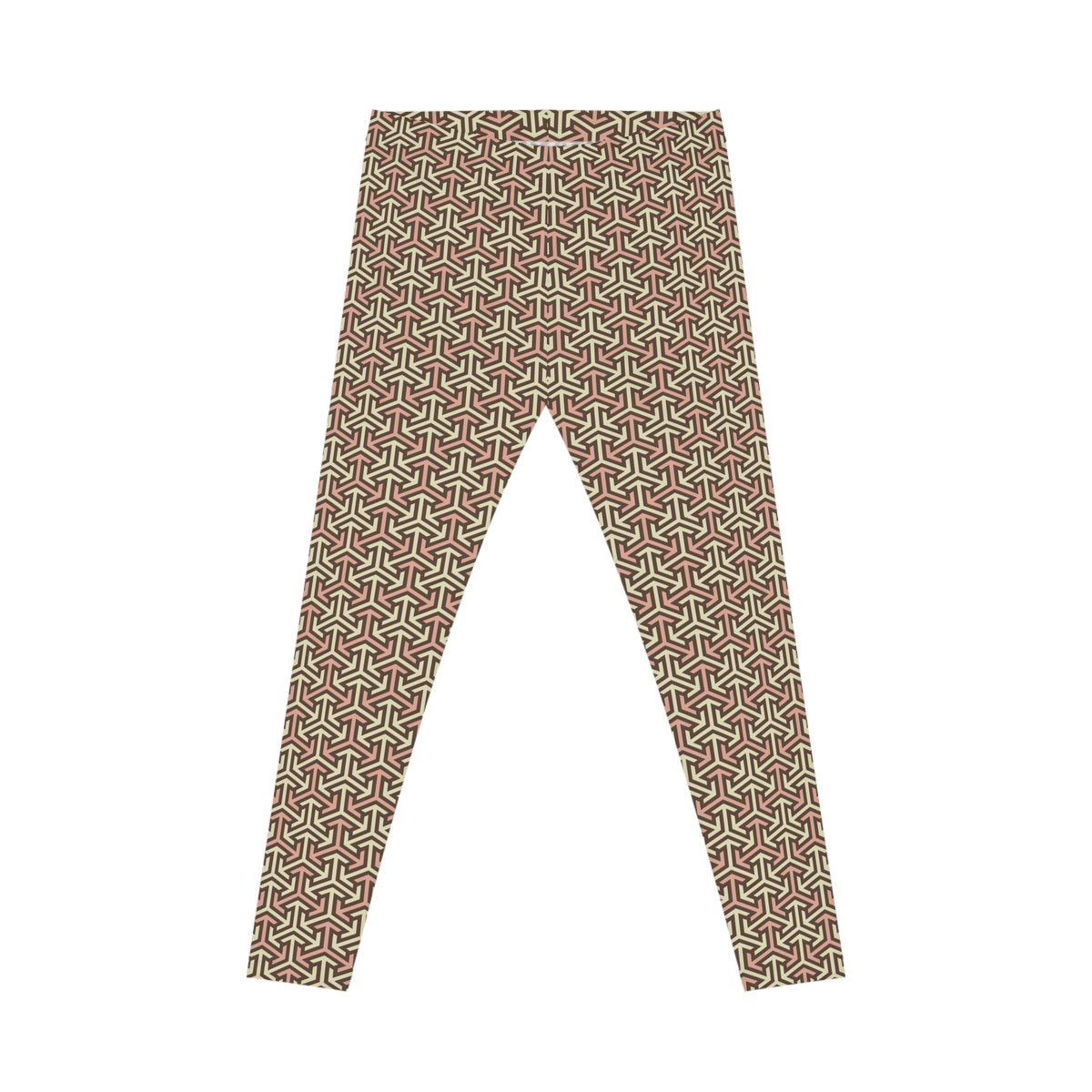 Two Tone Beige Tan Color Women's Poly-Span Casual Leggings XS-2XL