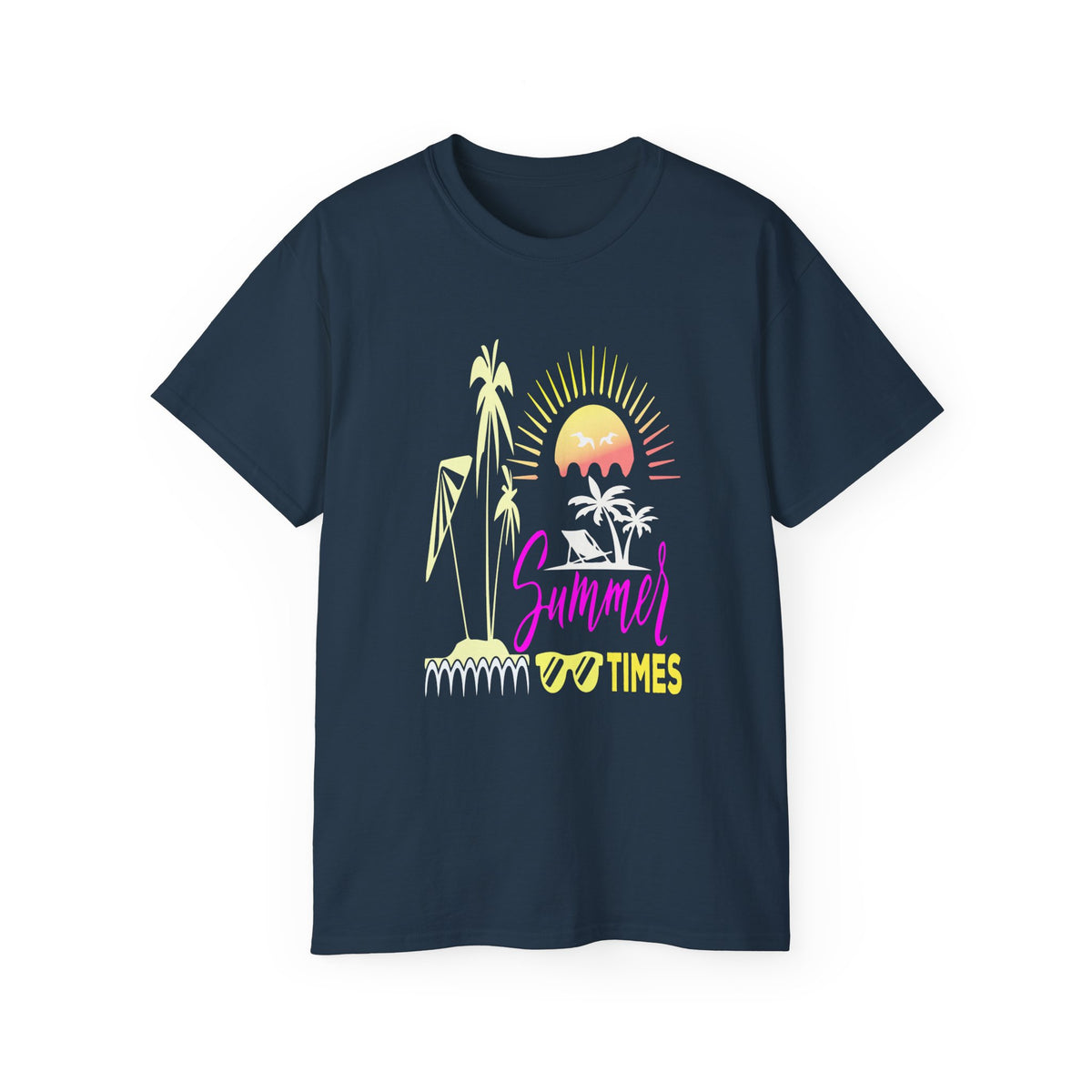 Summer Times tropical sunset Tee | palm trees, sunglasses, retro beach design