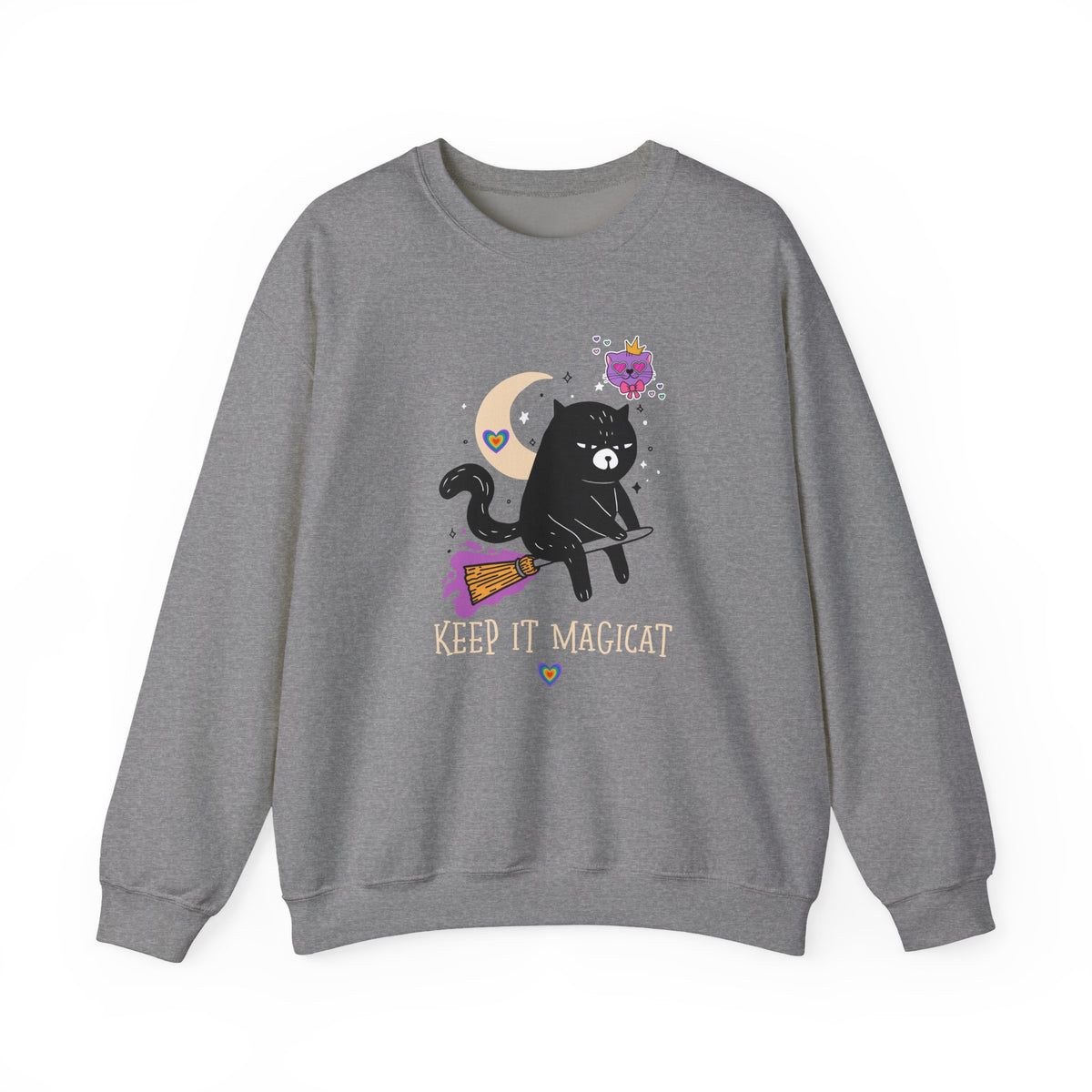 Flying Cat Graphic Valentine's Day Sweatshirt Unisex 50/50 Cotton-Poly Sweatshirt w73