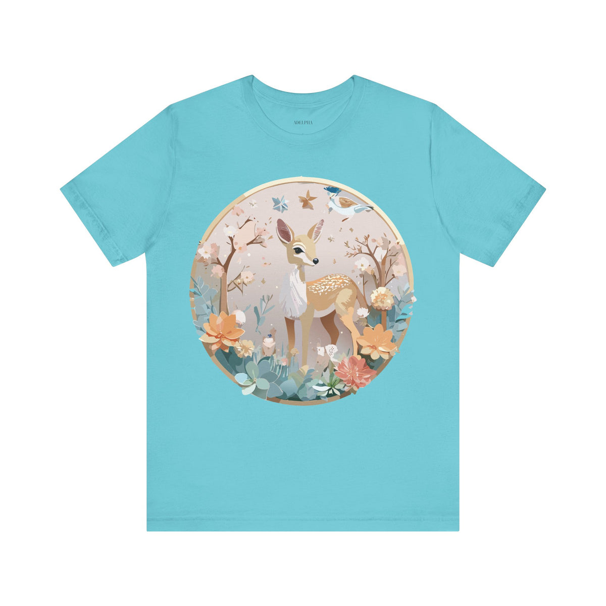 Medallion Graphic Unisex Cotton Bella+Canvas Tee with Floral Art Design m57
