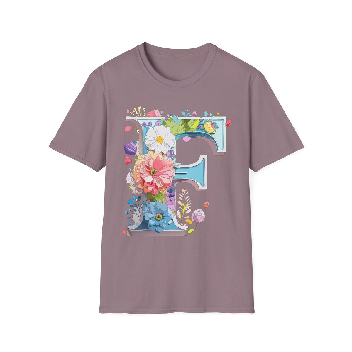 Floral Letter F T-Shirt | Botanical Initial Tee