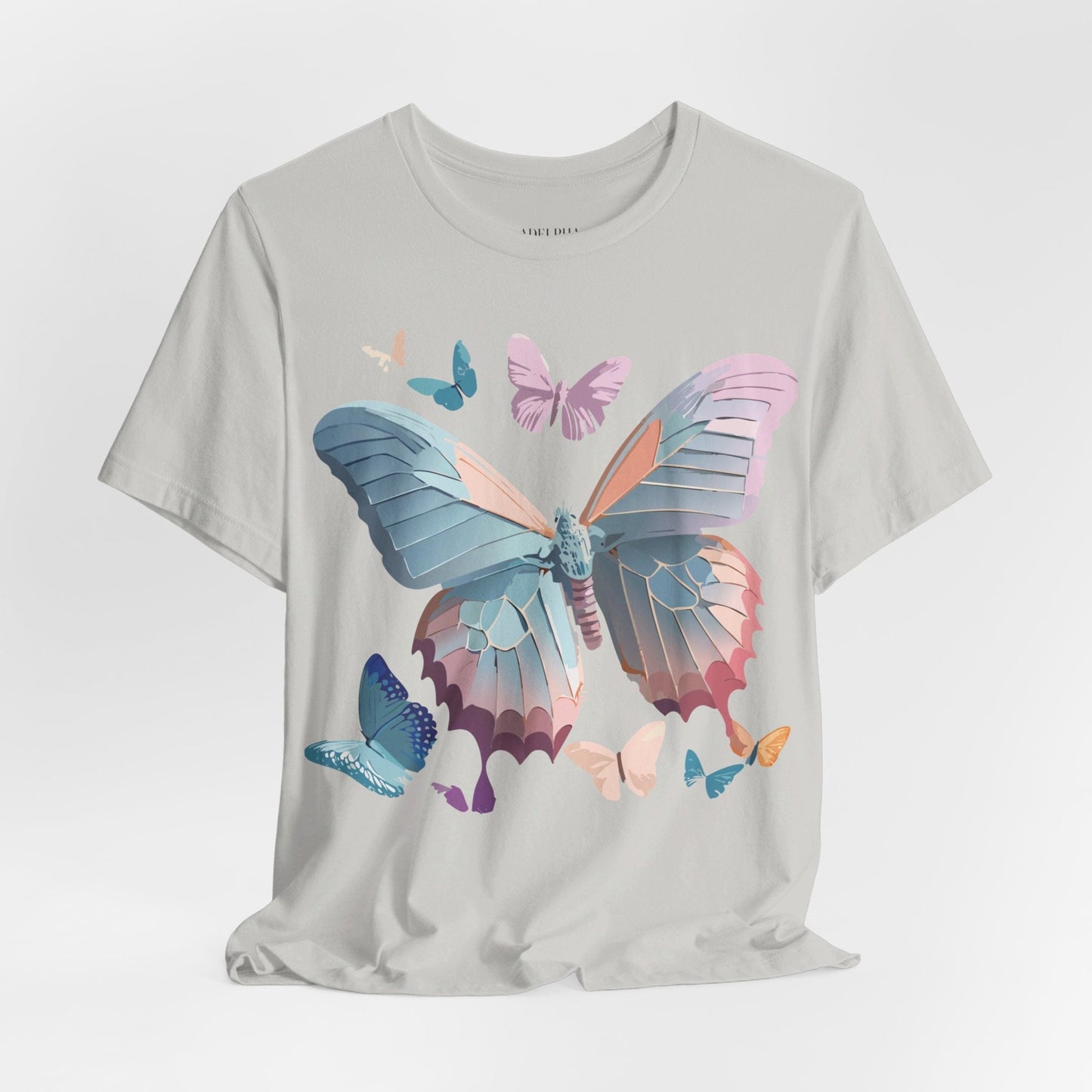 Butterfly Graphic Short Sleeve Tee Unisex Vintage Art Shirt By Adelpha