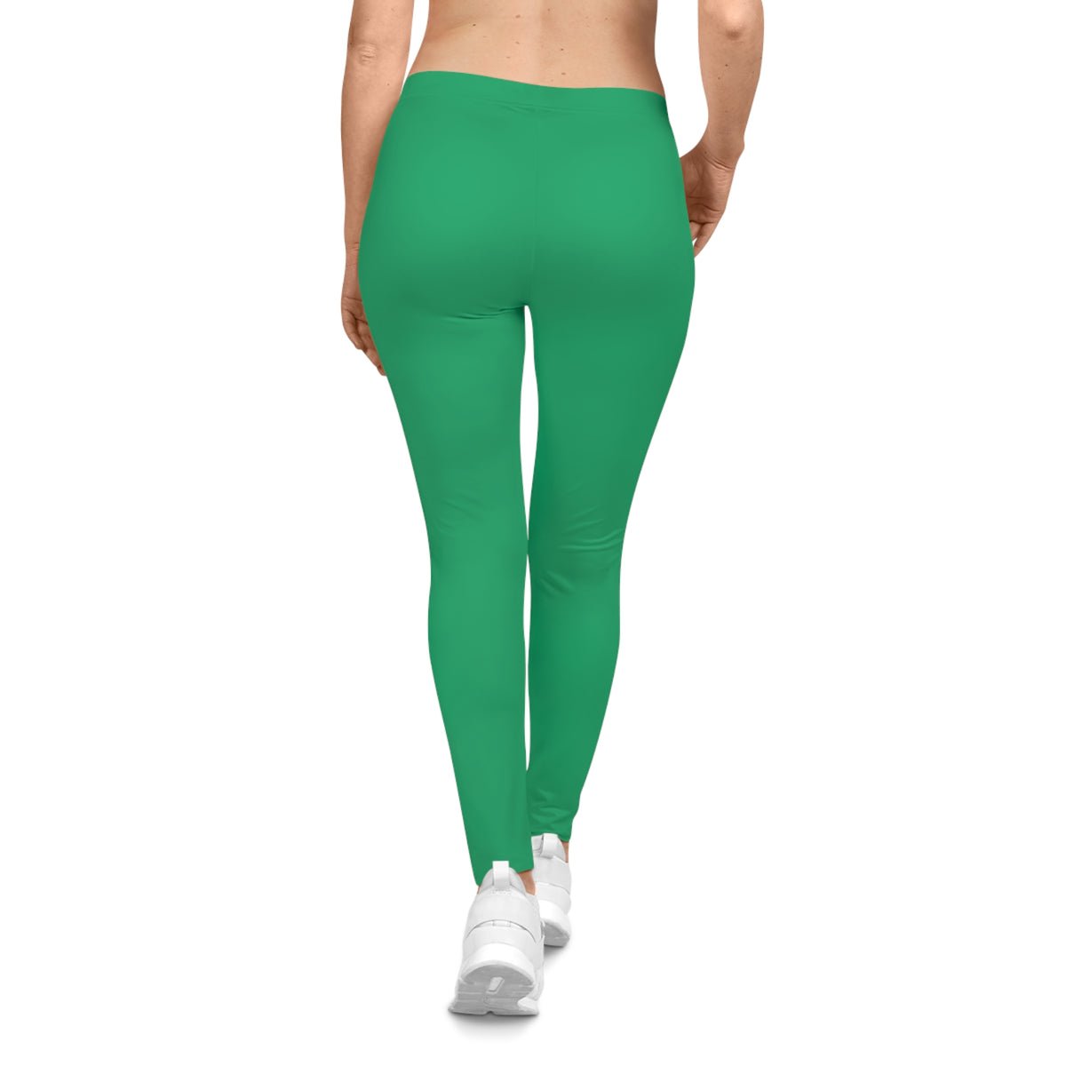 Jungle Green Color Women's Poly-Span Casual Leggings XS-2XL