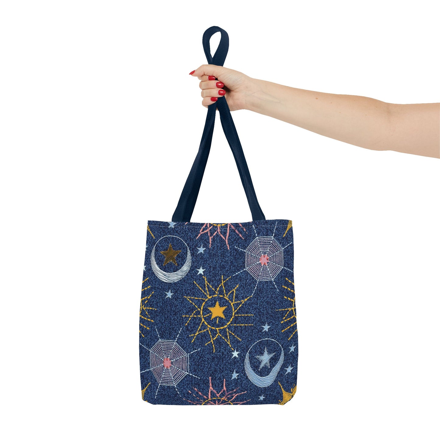 Denim Fabric Imitation Print Unisex Canvas Bag Poly Spun 3 Sizes Tote Bag 183-7