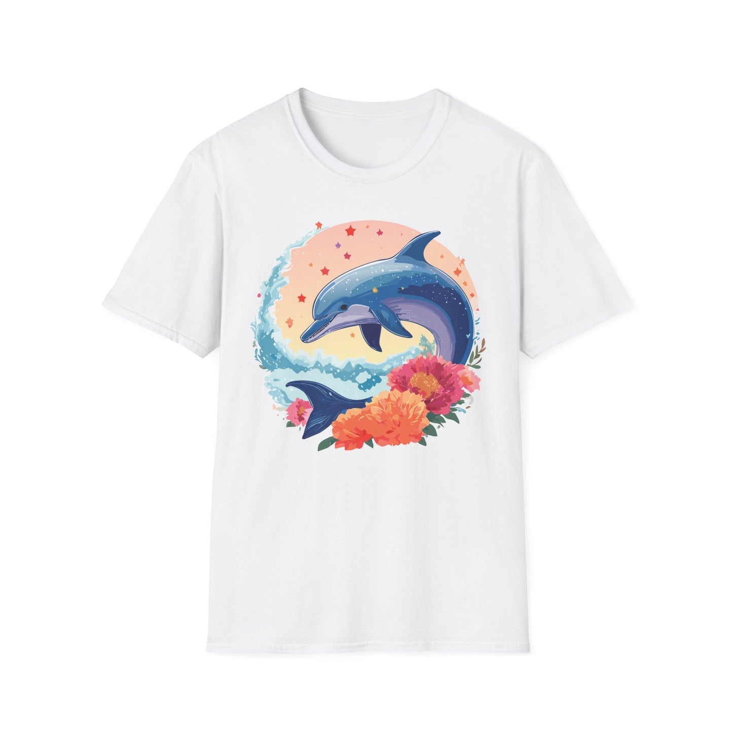 Dolphin Shirts Unisex Tee 100 Percent Ring Spun Cotton Gildan Softstyle 64000 For Everyday Comfort