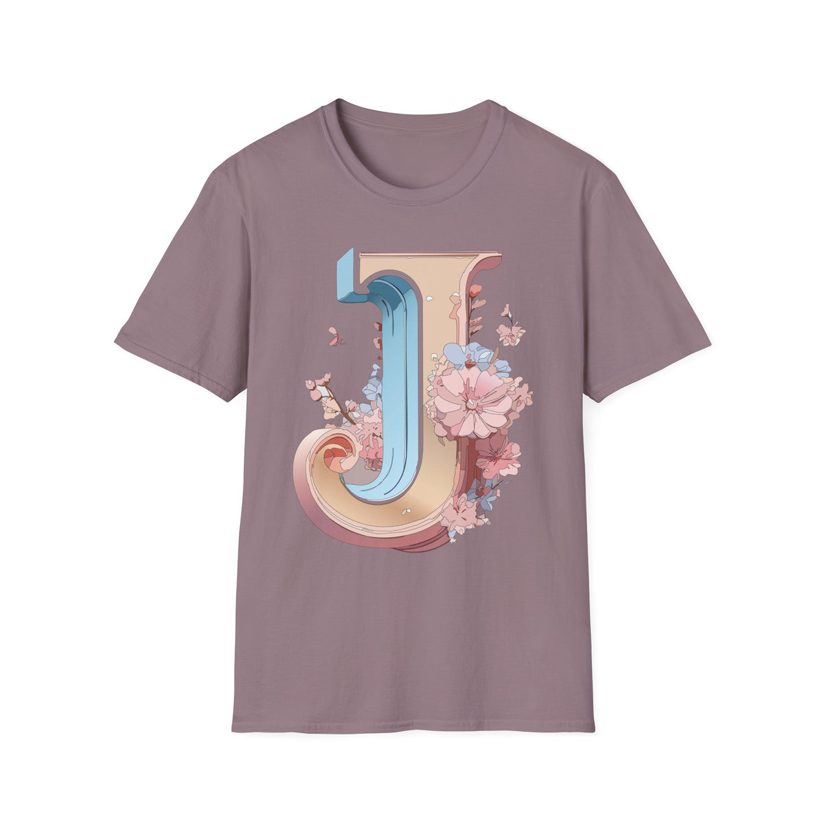 Floral Letter J T-Shirt | Botanical Monogram Tee