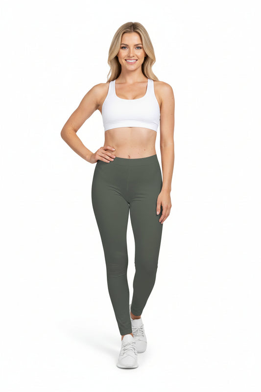 Ebony Olive Color Women's Poly-Span Casual Leggings Print Everyday Activewear Pants