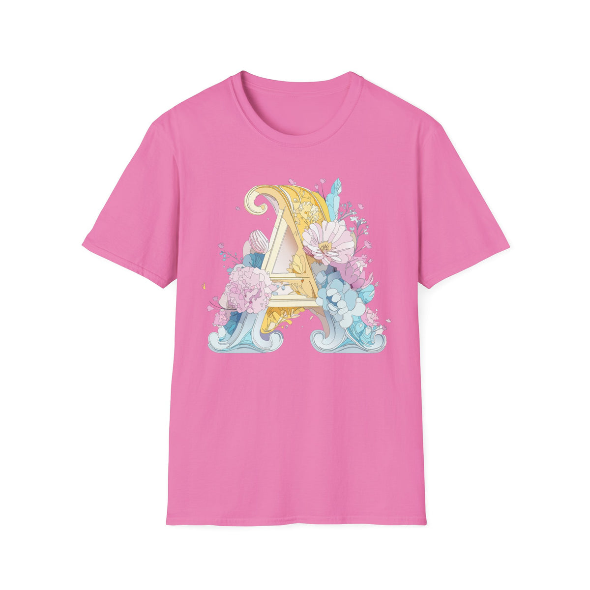 Floral Letter A T-Shirt | Decorative Monogram Initial Tee
