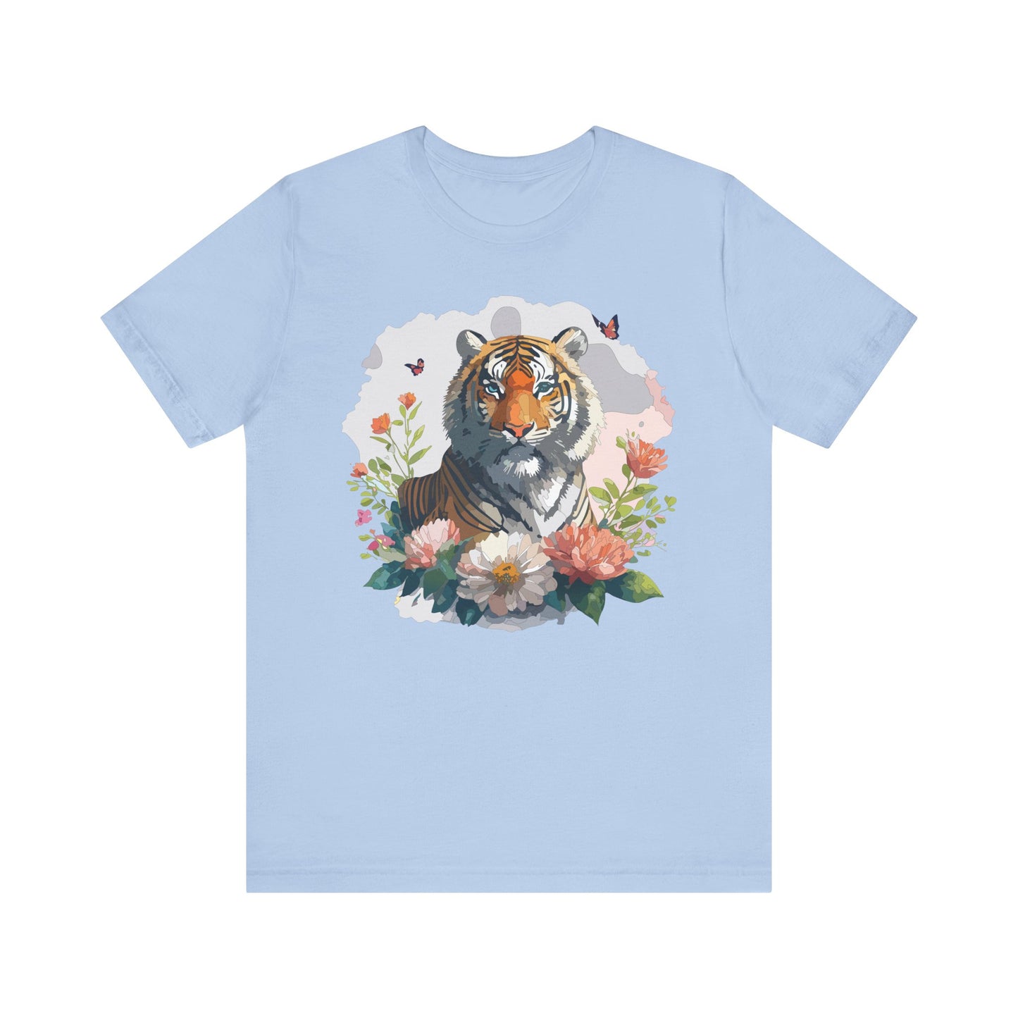 Floral Tiger Graphic Tee, Animal Shirt, Tiger Shirt, Flower Top, T-Shirt with Animal, Art Design