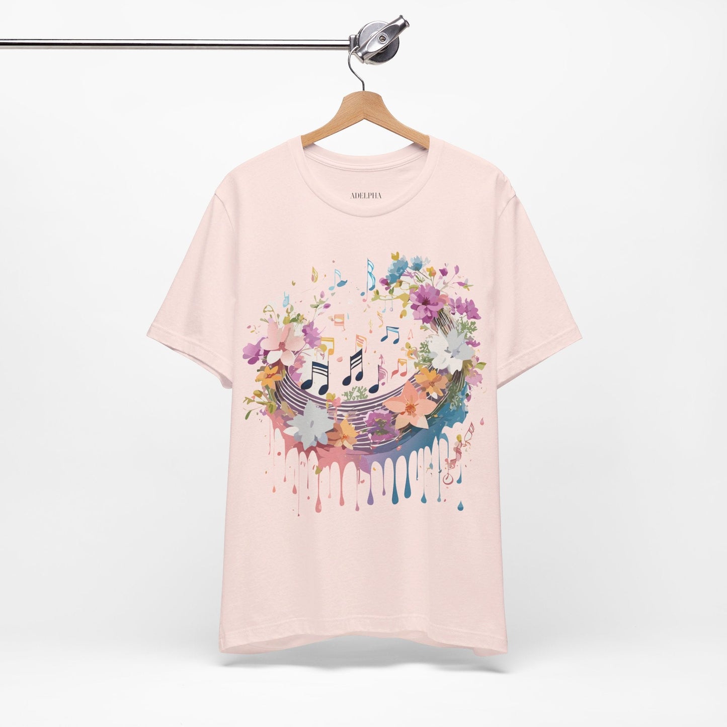 Music Graphic Unisex 100 Cotton Vintage Art with Musical Elements Tee 114