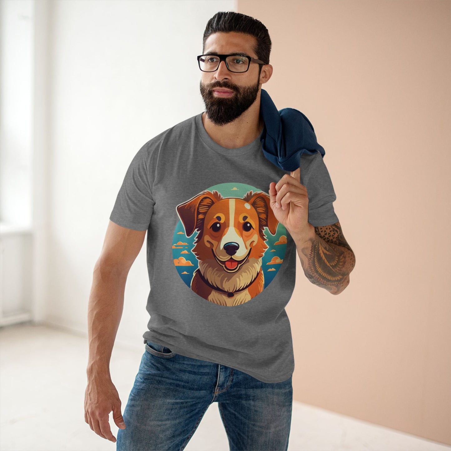 Unisex Animals Dog Shirt With Original Art Design Premium Cotton Tee By Retro2Nova Art Collection Soft Breathable Comfort