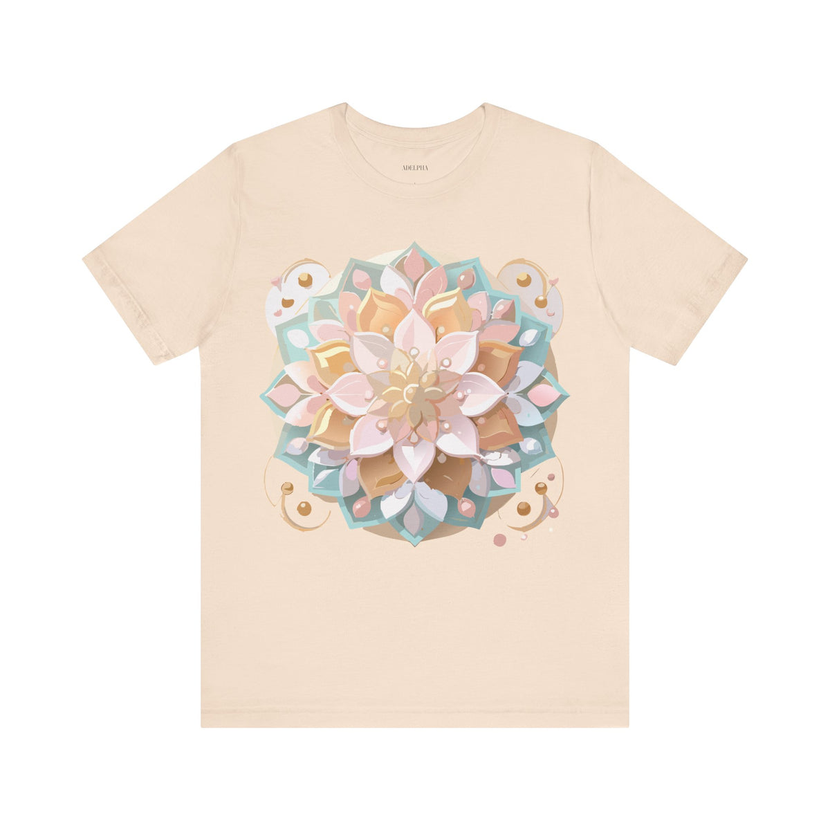 Mandala Graphic Unisex Cotton Bella+Canvas Tee with Floral Art Design d19