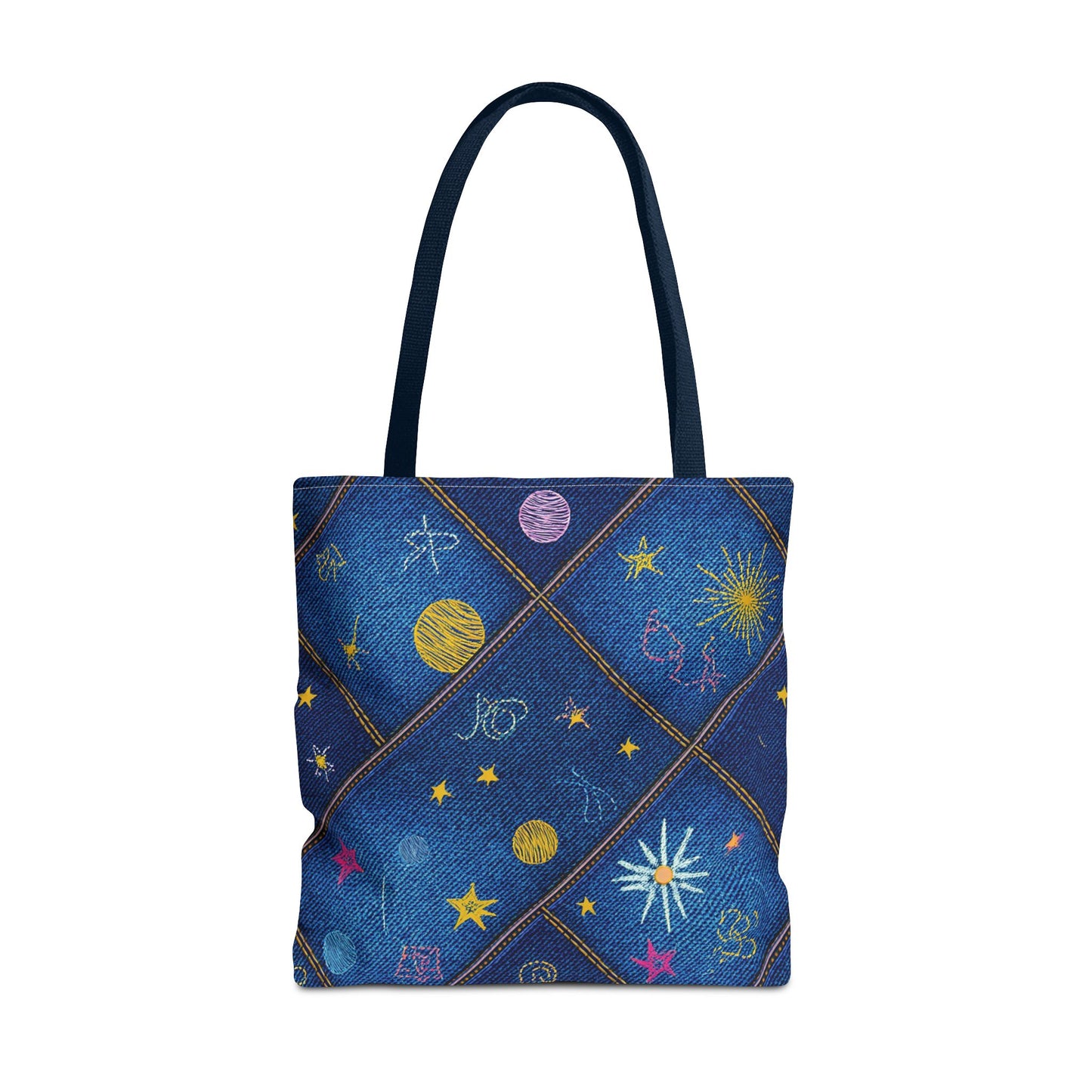 Denim Fabric Imitation Print Unisex Canvas Bag Poly Spun 3 Sizes Tote Bag 183-3