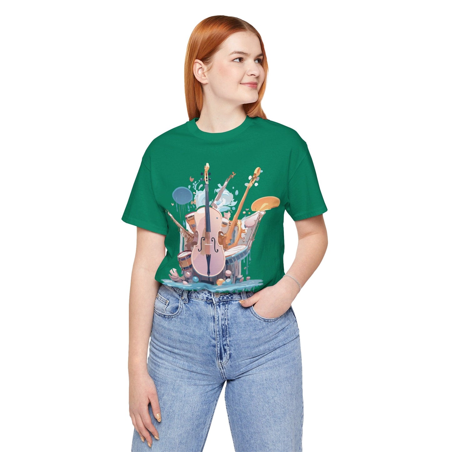 Music Graphic Unisex 100 Cotton Vintage Art with Musical Elements Tee 81