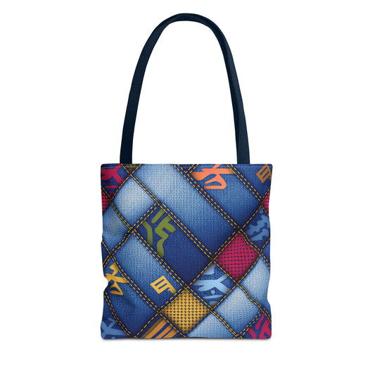 Denim Fabric Imitation Print Unisex Canvas Bag Poly Spun 3 Sizes Tote Bag 186-4
