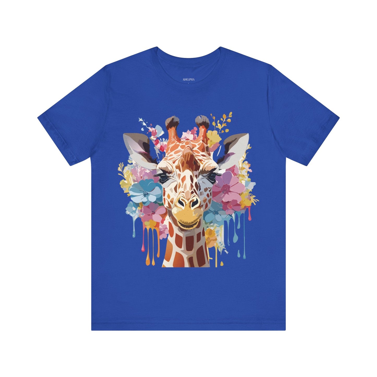 Giraffe Graphic Tee Unisex Premium Short Sleeve Jersey Shirt With Vintage Inspired Art By Adelpha