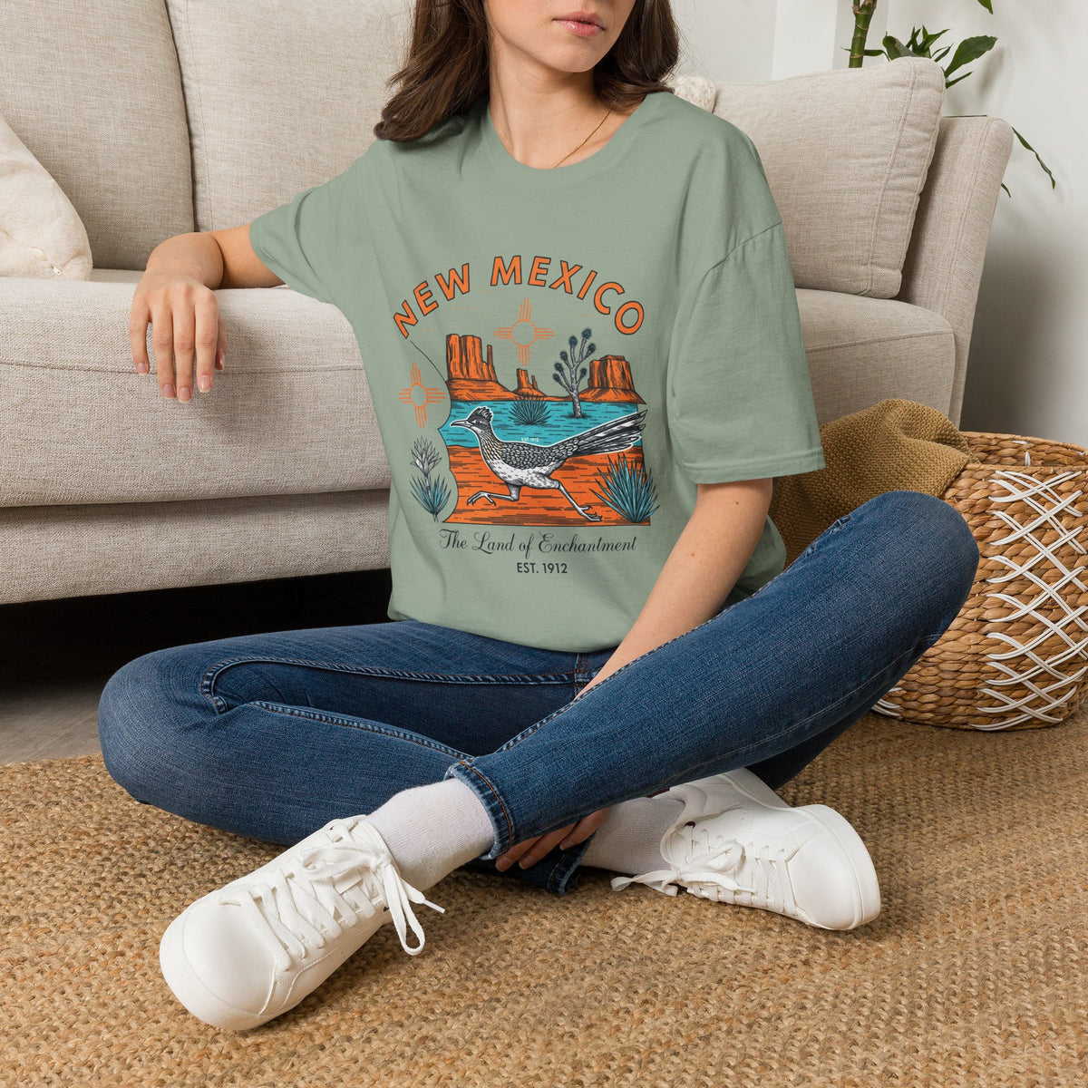 New Mexico Desertscape T-Shirt — The Land of Enchantment Travel Tourist Graphic Design Unisex 100 Cotton Gildan T-Shirt