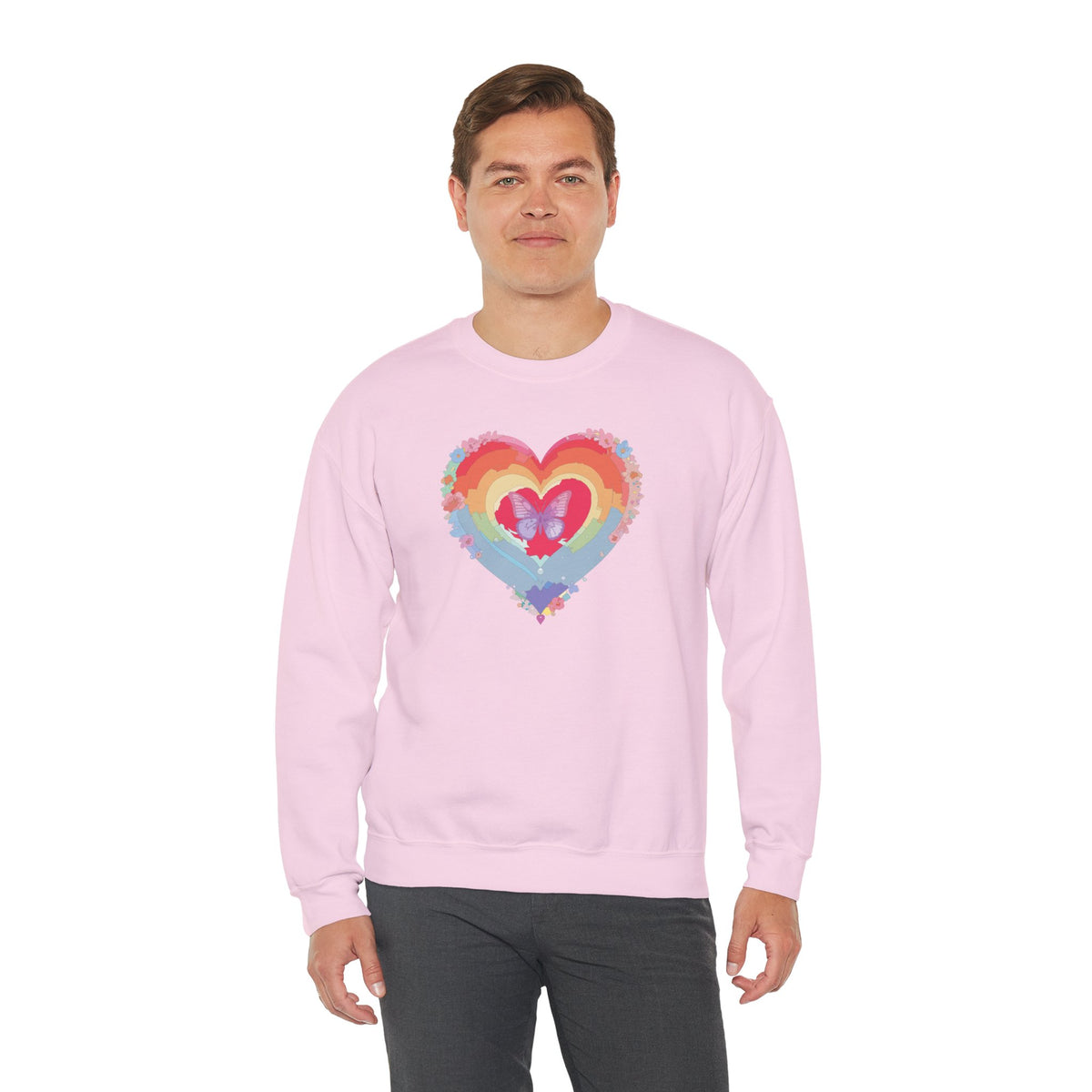Rainbow Heart Sweatshirt, Floral Heart Sweatshirt, Floral Love Sweatshirt, Valentine's Day Sweatshirt, Rainbow Heart Floral Sweatshirt 116