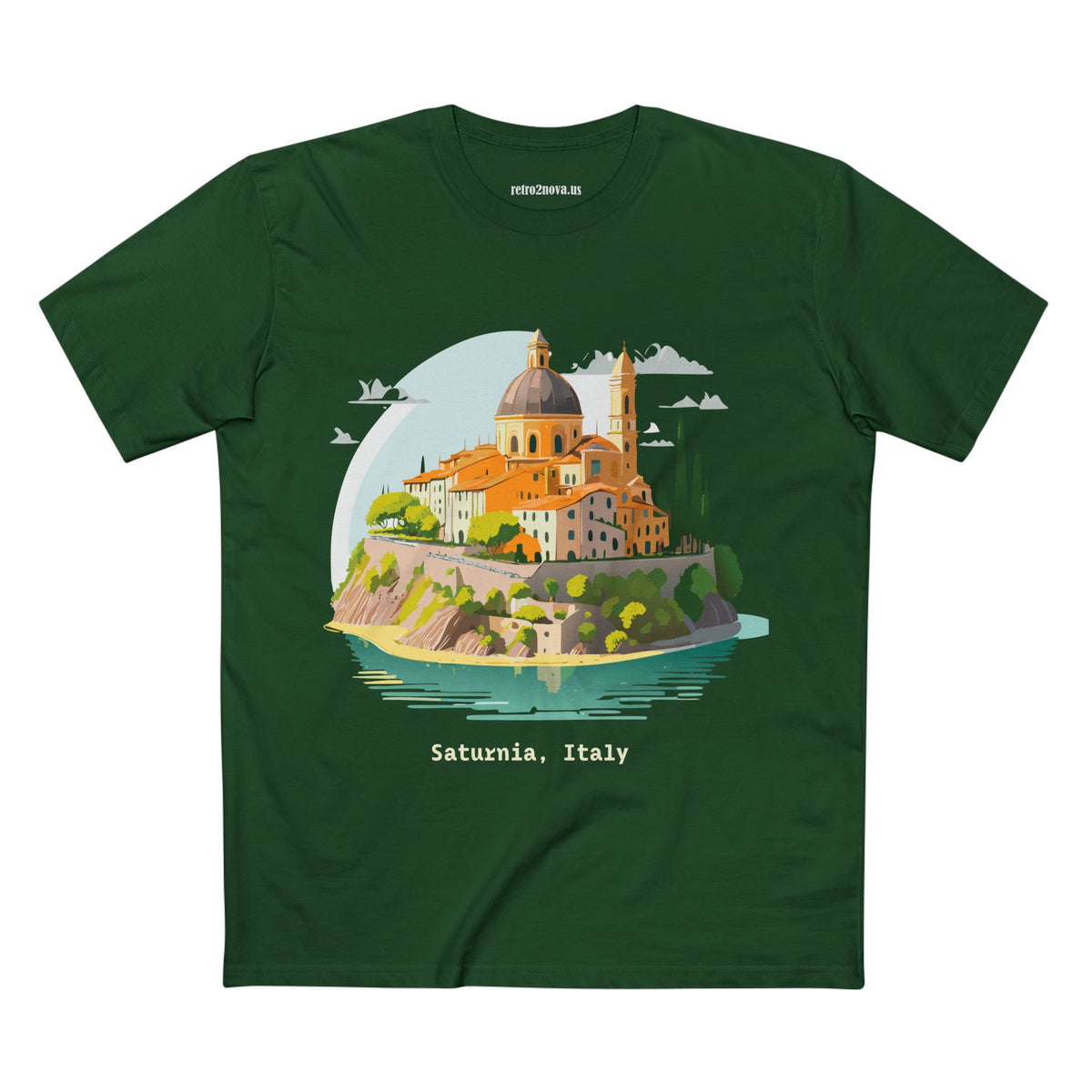 Saturnia Italy townscape T-Shirt | Travel illustration tee, Italian village