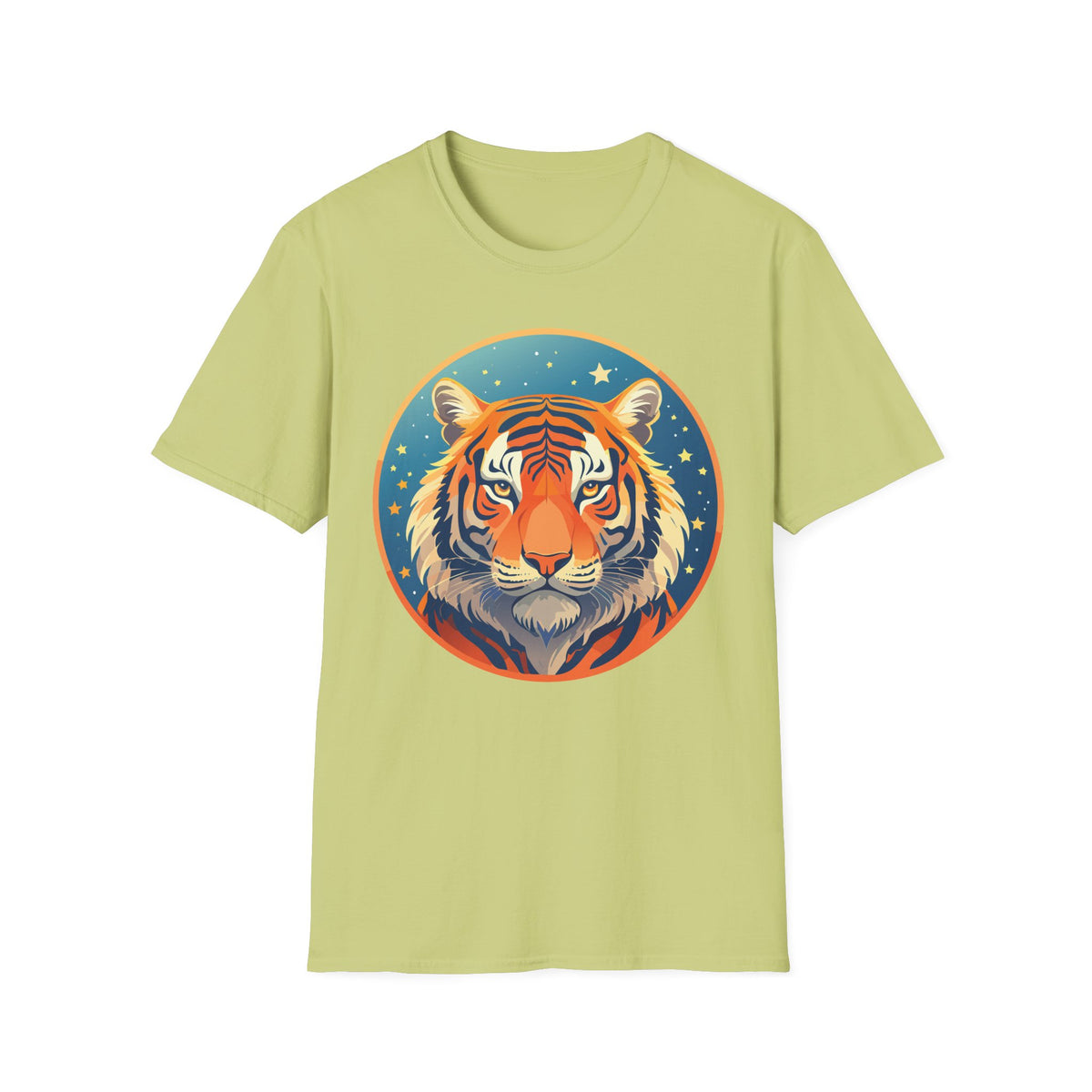 Tiger Head Illustration T-Shirt | Retro Celestial Stars