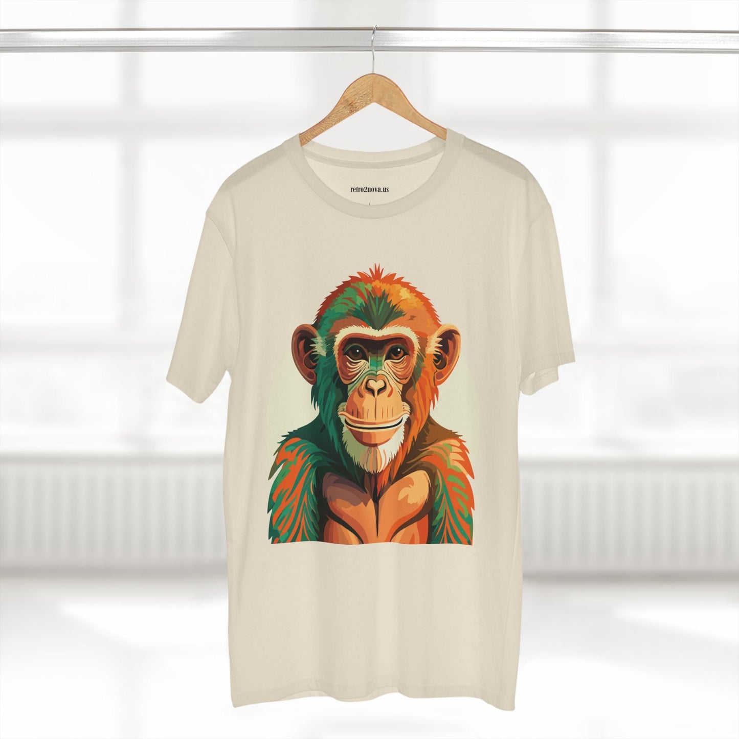 Unisex Monkey Shirt Premium Cotton Tee With Original Art Design From Retro2Nova Comfortable Everyday Wear Art Collection