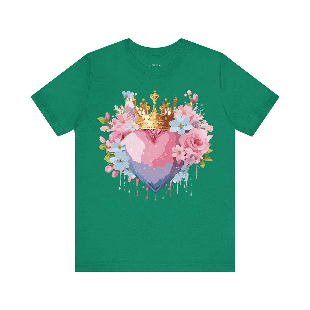 Valentine's Day Graphic Unisex Cotton Bella+Canvas Tee with Floral Art Design d108