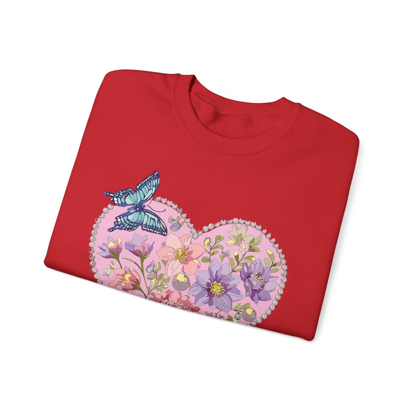 Floral Heart Sweatshirt Valentines Day Unisex Crewneck Cozy Comfort For Cold Weather