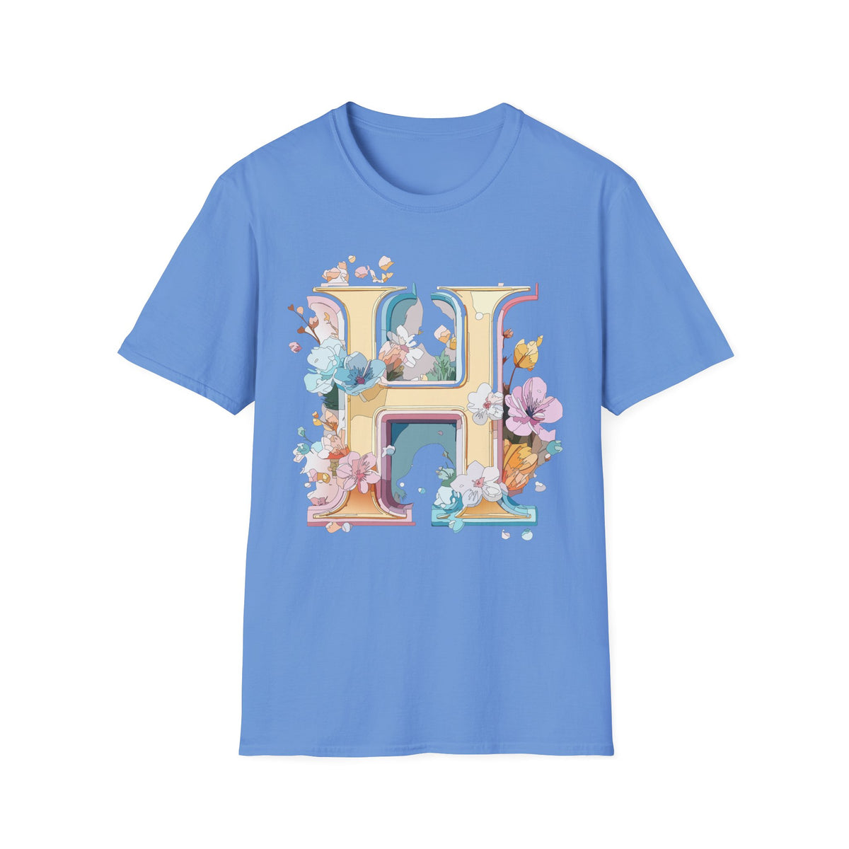 Floral Letter H Shirt | Monogram Initial H Tee