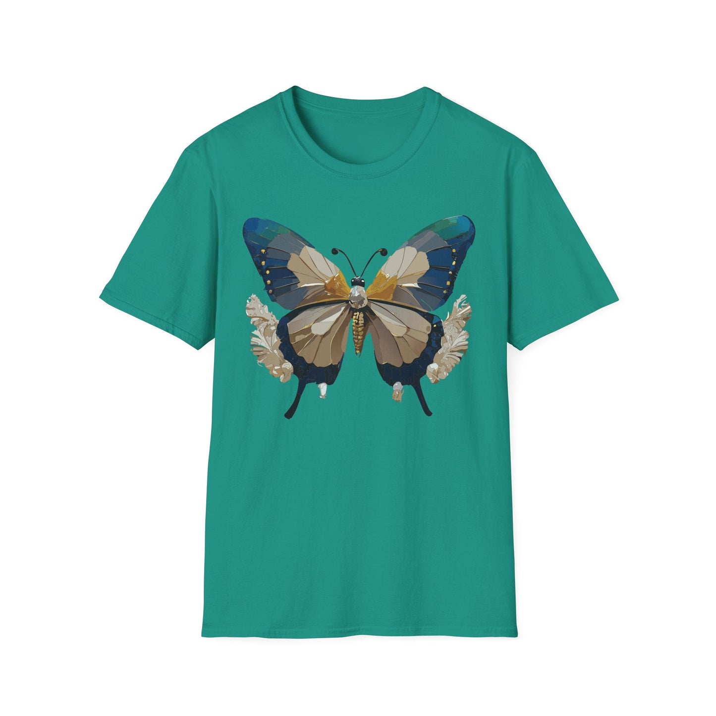 Butterfly Themed Unisex T Shirt With Monarch Design Gildan Softstyle 64000 Premium Ring Spun Cotton