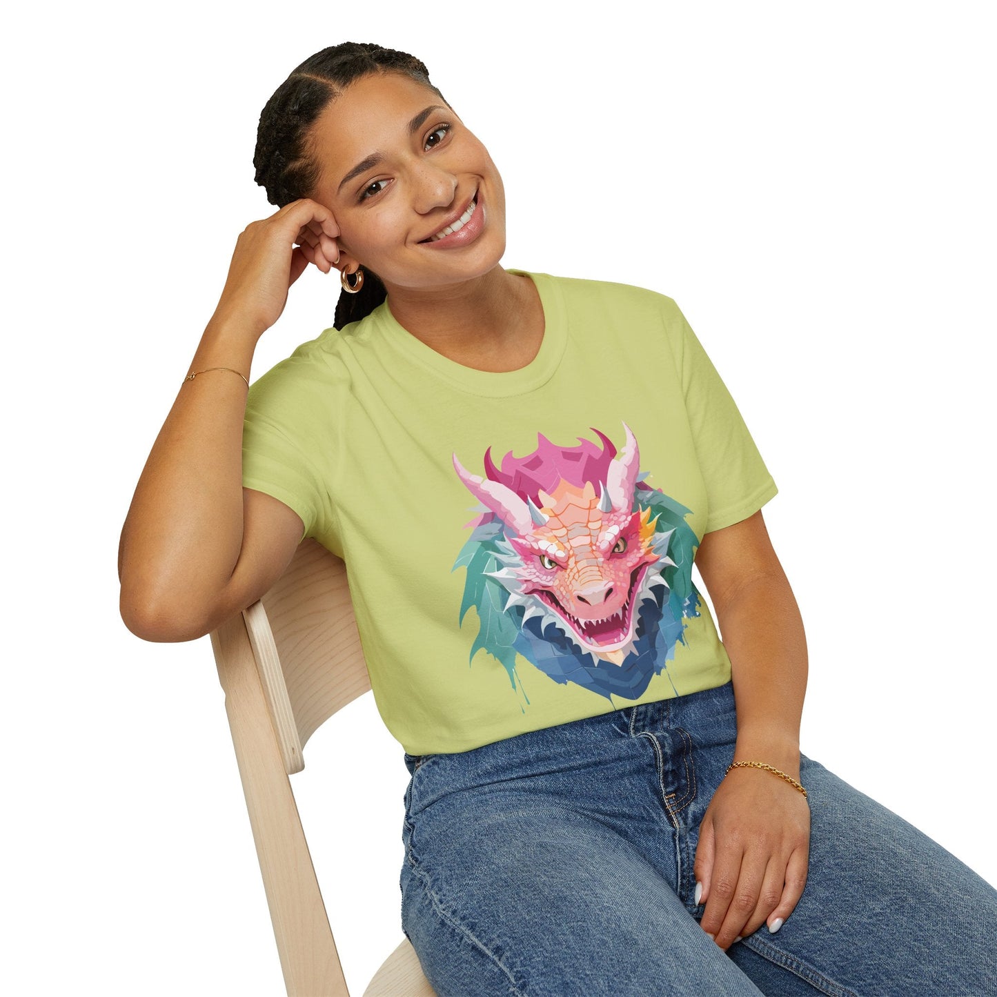 Dragon T Shirt Unisex Softstyle Cotton Tee With Animal Art Design Graphic Print Artwork