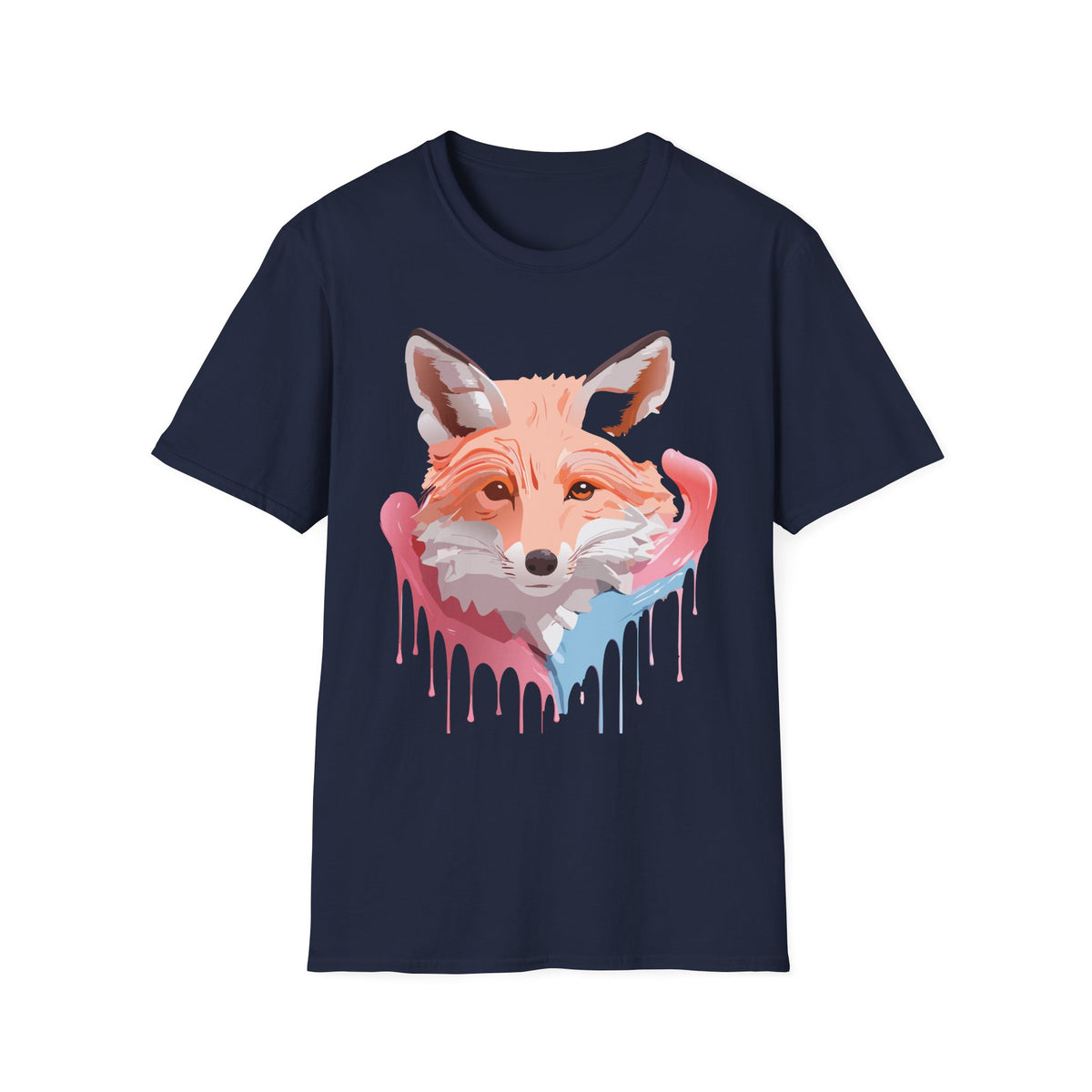 Watercolor Fox Face T-Shirt | Drip Paint Fox Tee