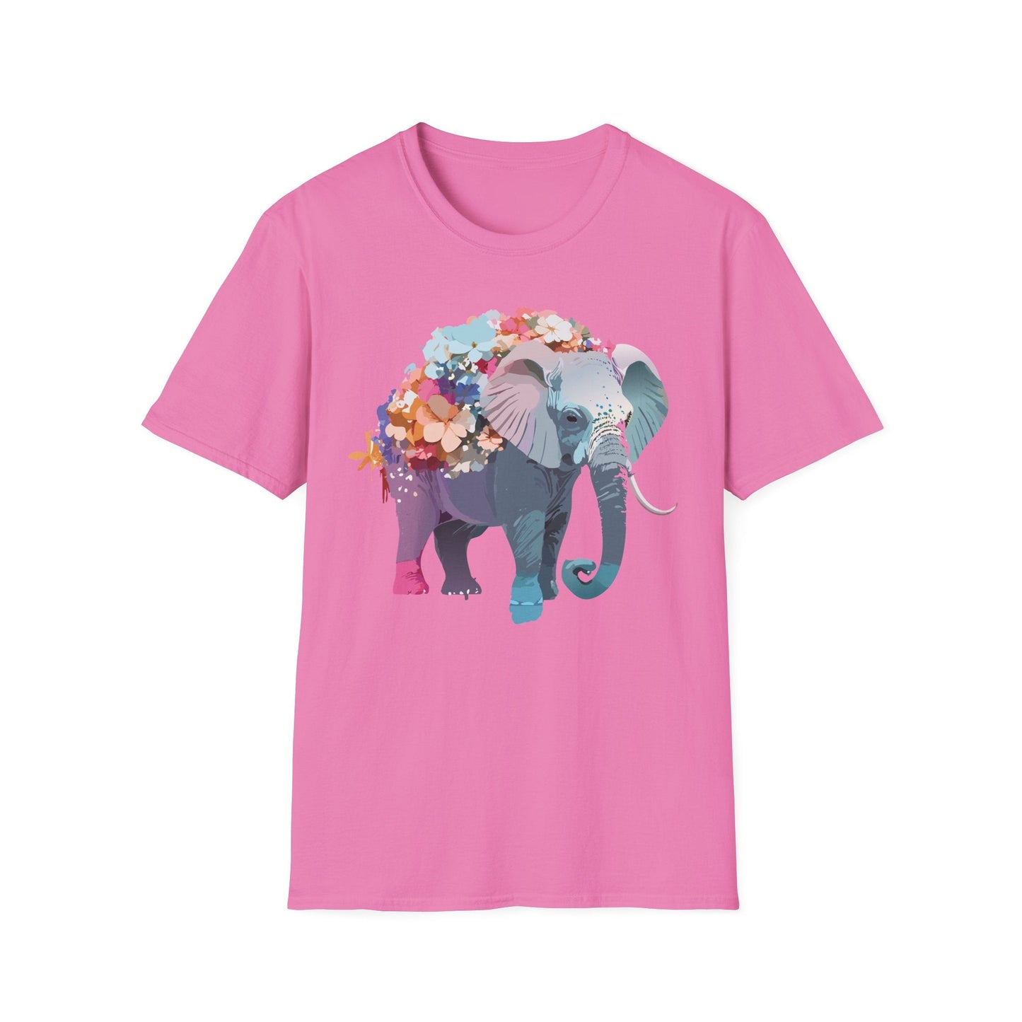 Elephant T Shirt Unisex Softstyle Tee 100 Percent Ring Spun Cotton Animal Design