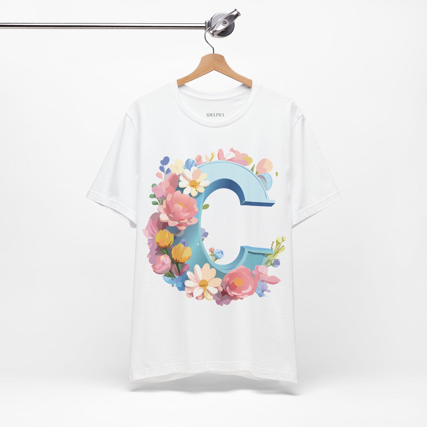 Letter C Shirt Graphic Tee Unisex Short Sleeve Vintage Art Adelpha Premium Quality