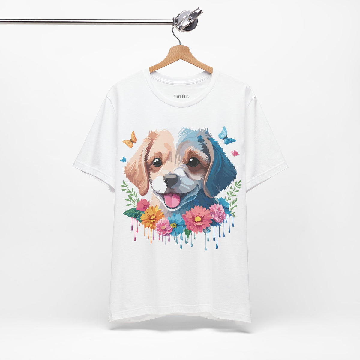 Dog Graphic Unisex Cotton Bella+Canvas Tee with Art Animal Design e118