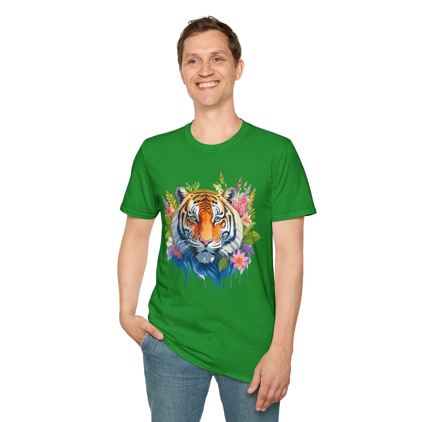 Tiger Print Unisex Gildan Softstyle Tee 64000 100 Percent Ring Spun Cotton