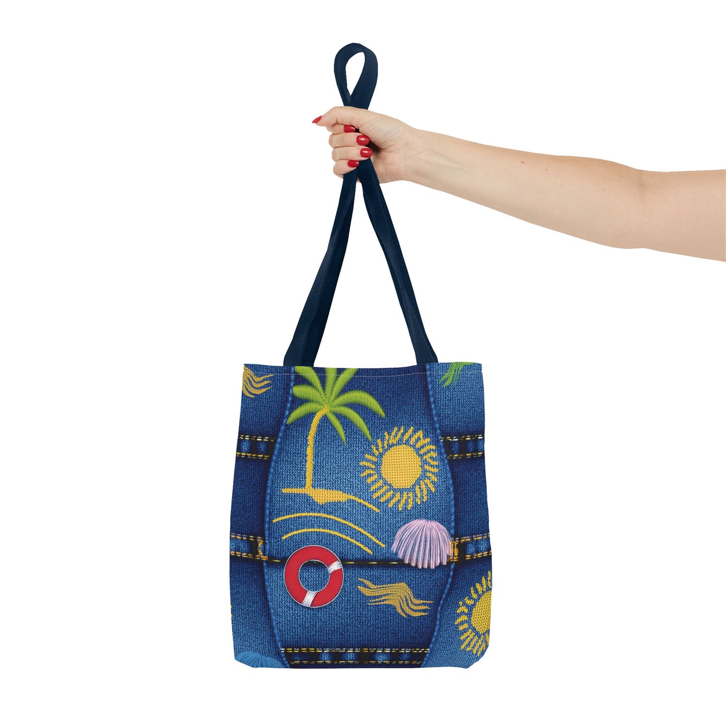Denim Fabric Imitation Print Unisex Canvas Bag Poly Spun 3 Sizes Tote Bag 182-5